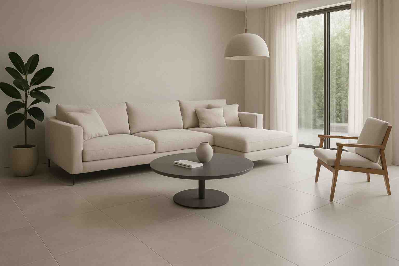 Wohnzimmer mit xxl fliesen